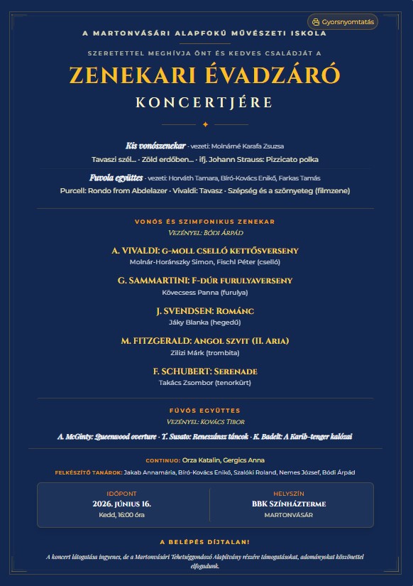 Zenekari Évadzáró Koncert Plakát